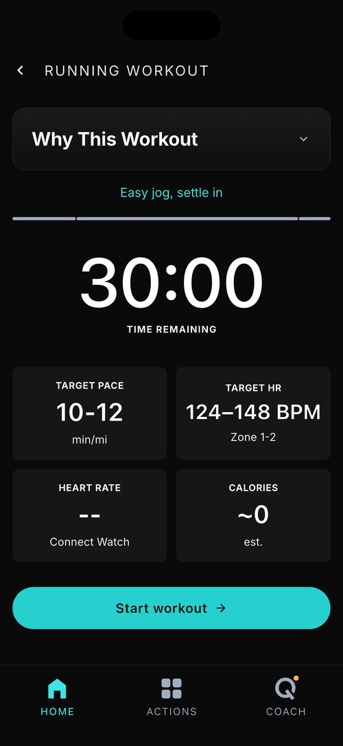 A 30-minute running session in QBod
