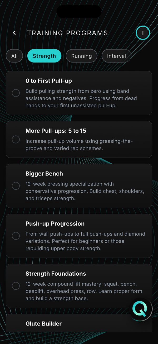 Strength programs in QBod