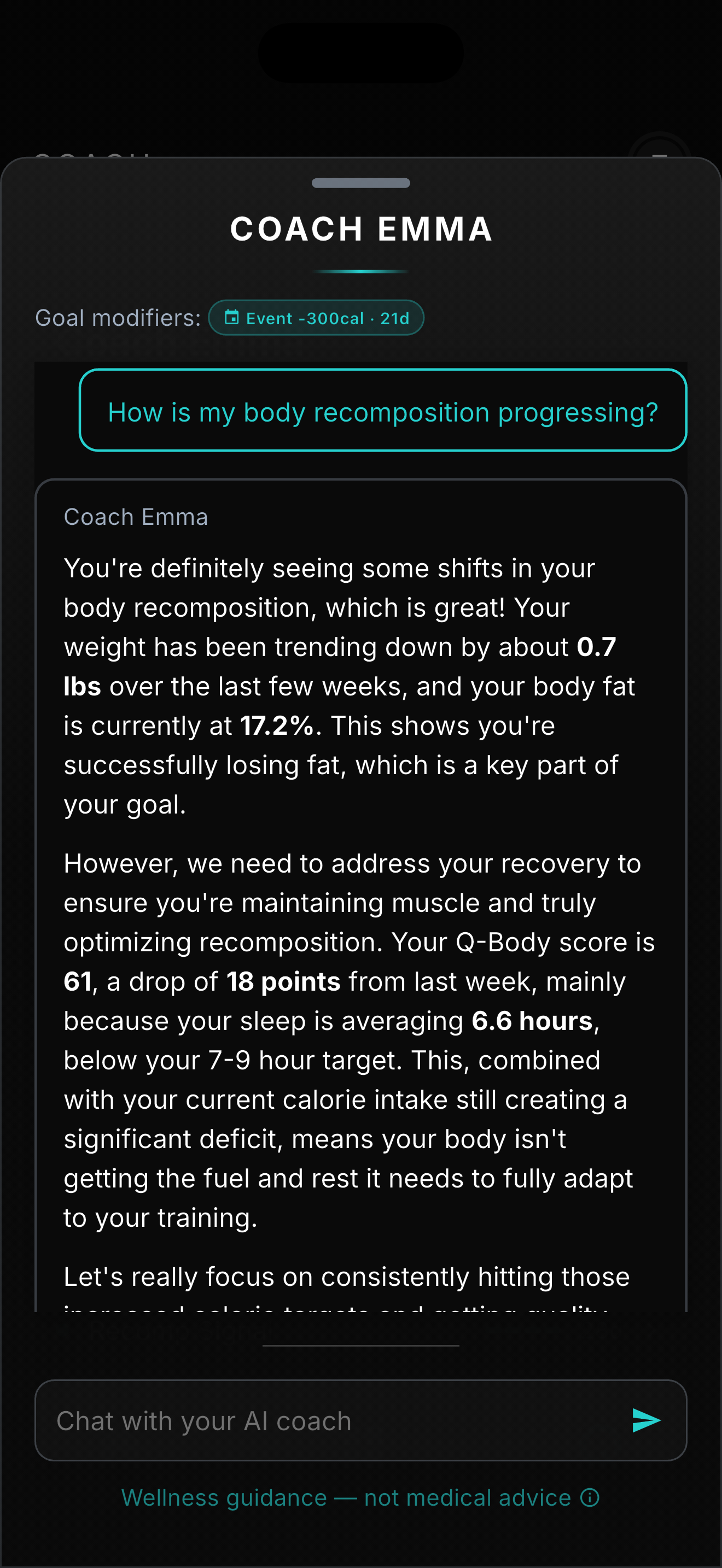 QBod proactive AI coaching conversation
